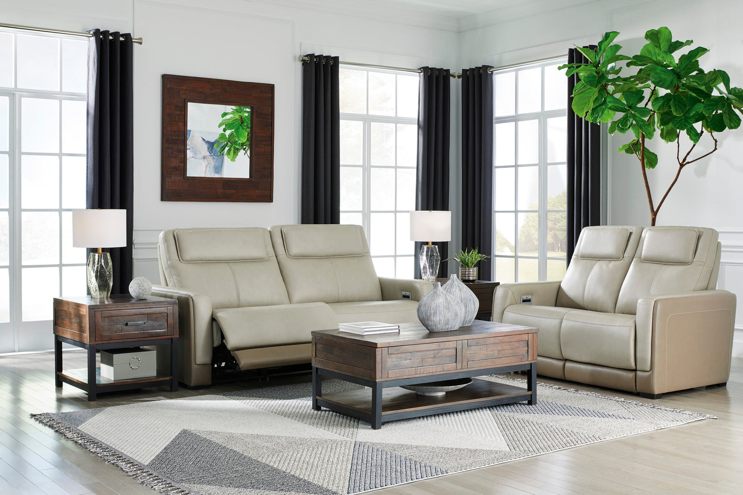 Battleville Almond Power Reclining Living Room Set - SET | U3070547 | U3070514 | U3070513 - Luna Furniture - Dallas Store