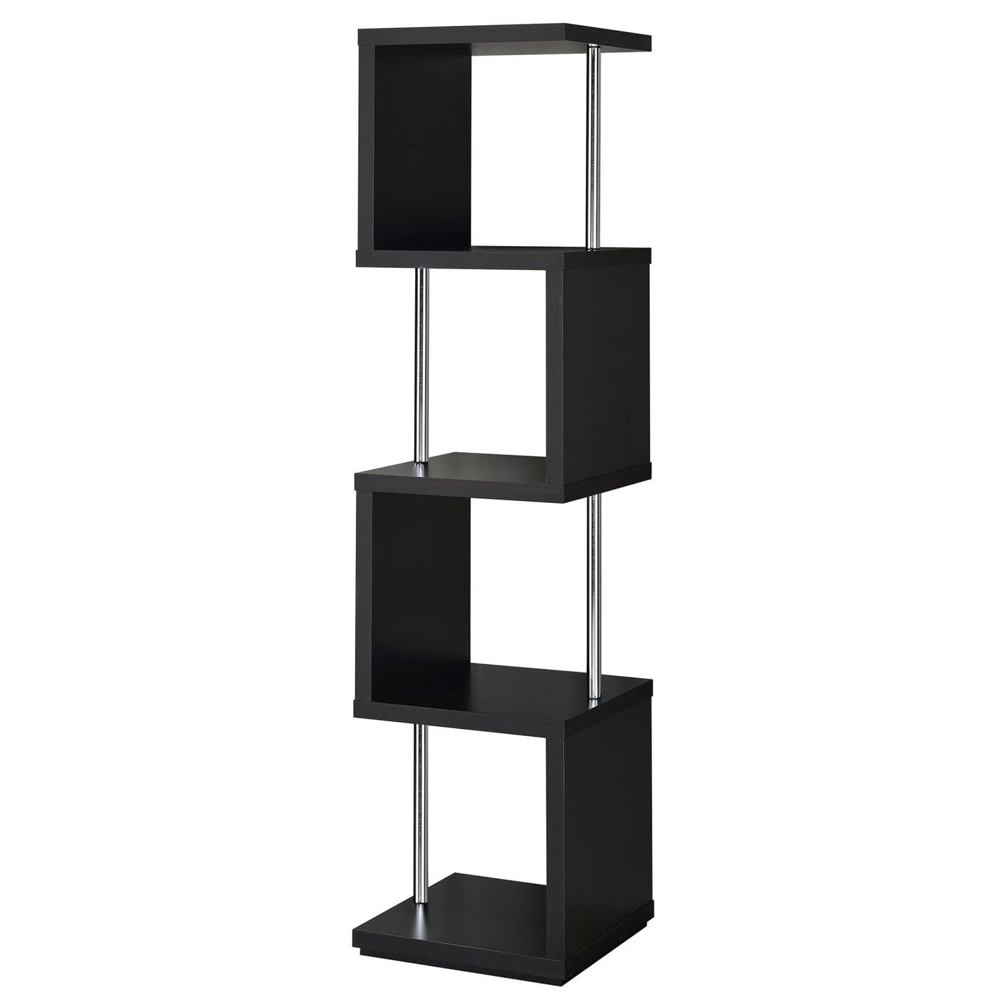Baxter Black/Chrome 4-Shelf Bookcase - 801419 - Luna Furniture - Dallas Store