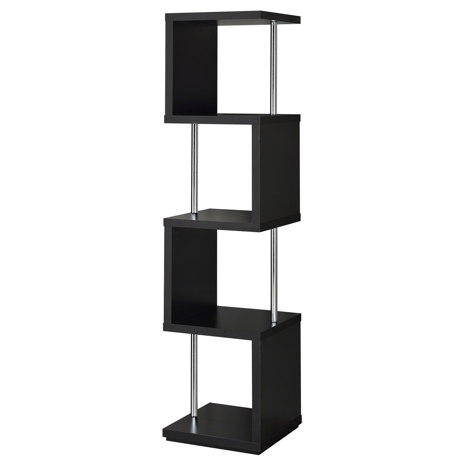 Baxter Black/Chrome 4-Shelf Bookcase - 801419 - Luna Furniture - Dallas Store