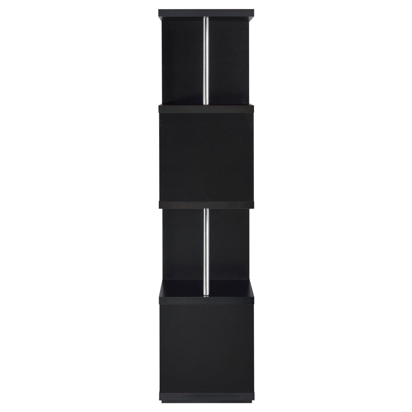 Baxter Black/Chrome 4-Shelf Bookcase - 801419 - Luna Furniture - Dallas Store