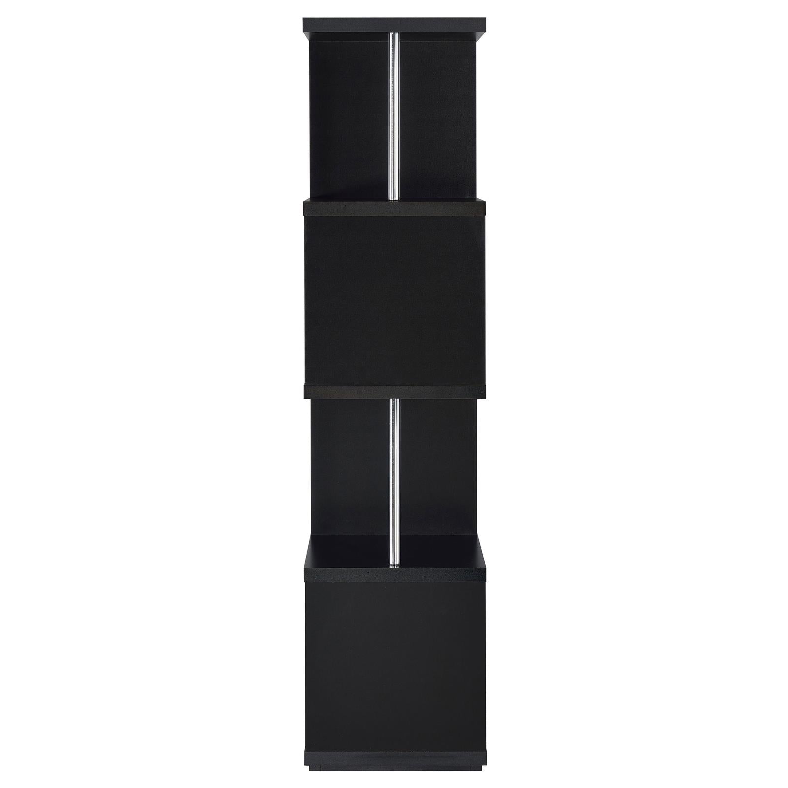 Baxter Black/Chrome 4-Shelf Bookcase - 801419 - Luna Furniture - Dallas Store