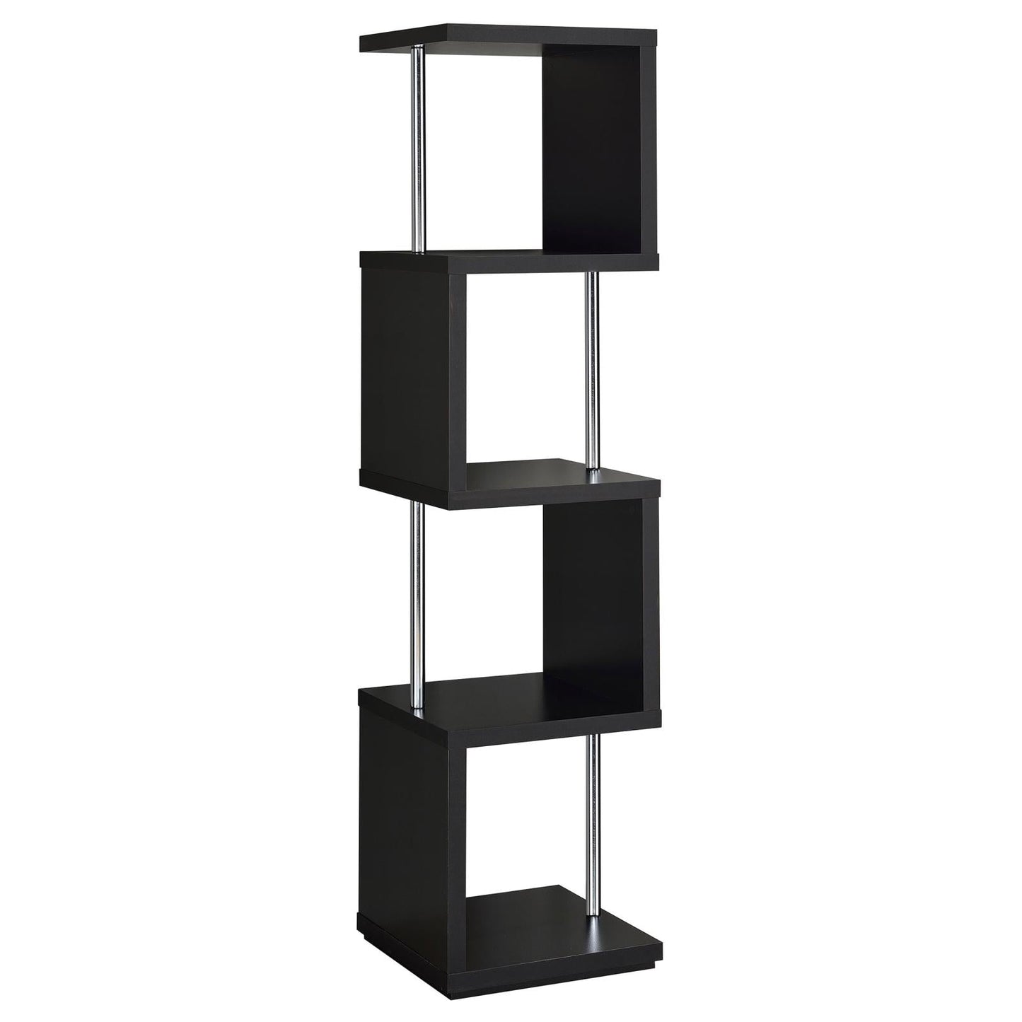 Baxter Black/Chrome 4-Shelf Bookcase - 801419 - Luna Furniture - Dallas Store