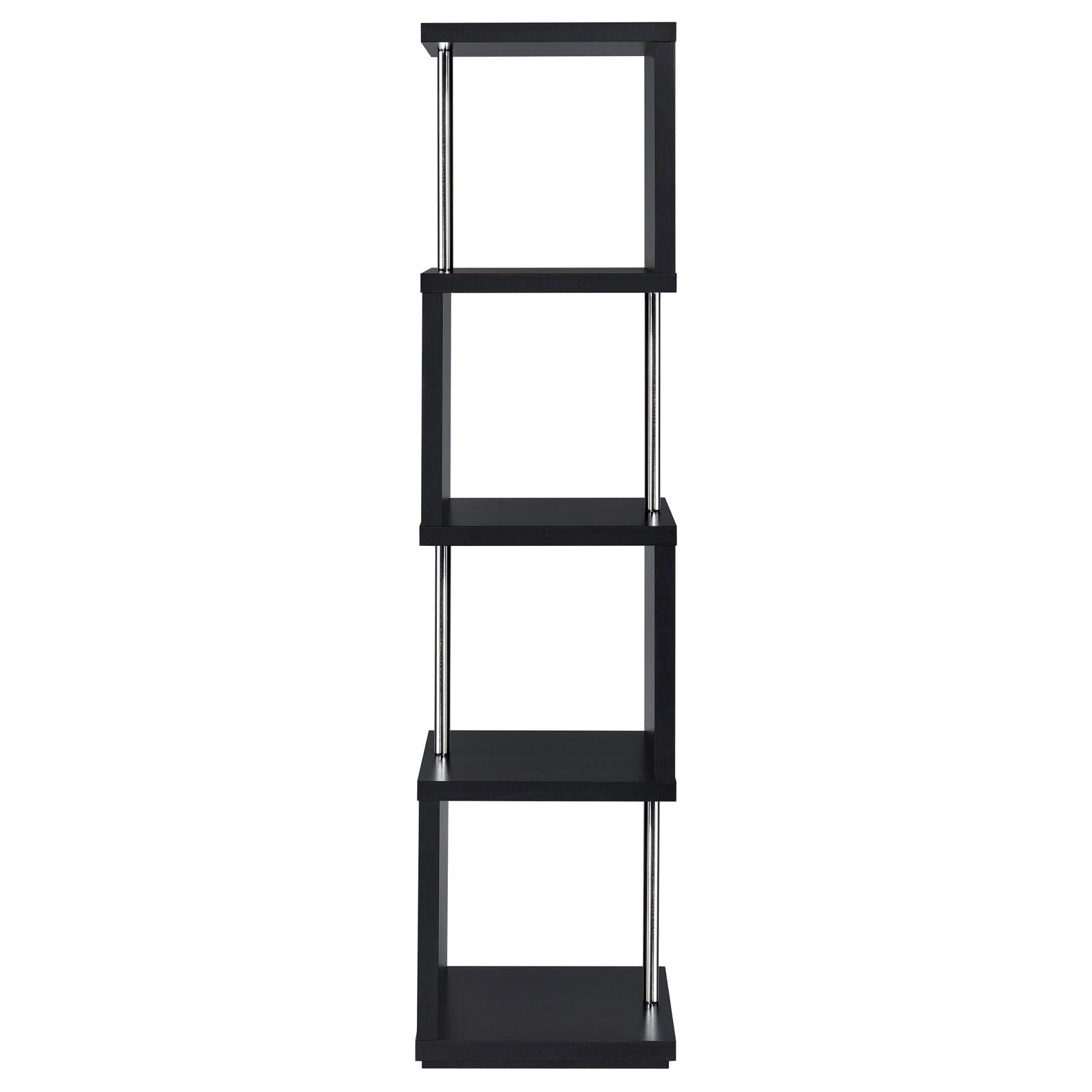 Baxter Black/Chrome 4-Shelf Bookcase - 801419 - Luna Furniture - Dallas Store