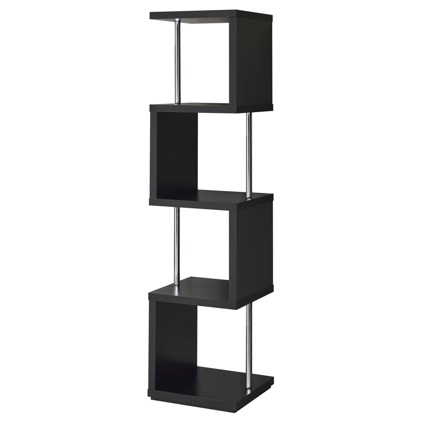 Baxter Black/Chrome 4-Shelf Bookcase - 801419 - Luna Furniture - Dallas Store