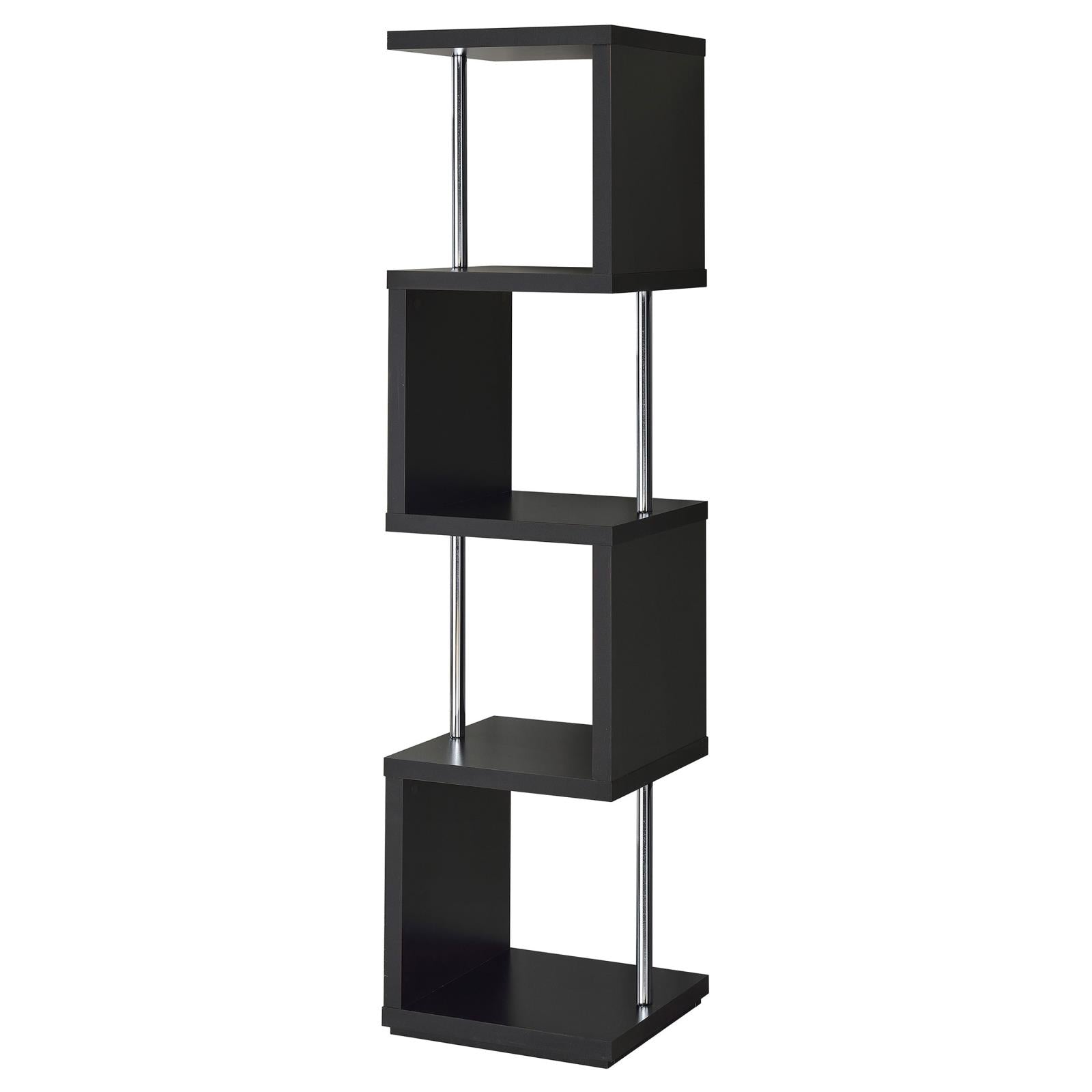 Baxter Black/Chrome 4-Shelf Bookcase - 801419 - Luna Furniture - Dallas Store