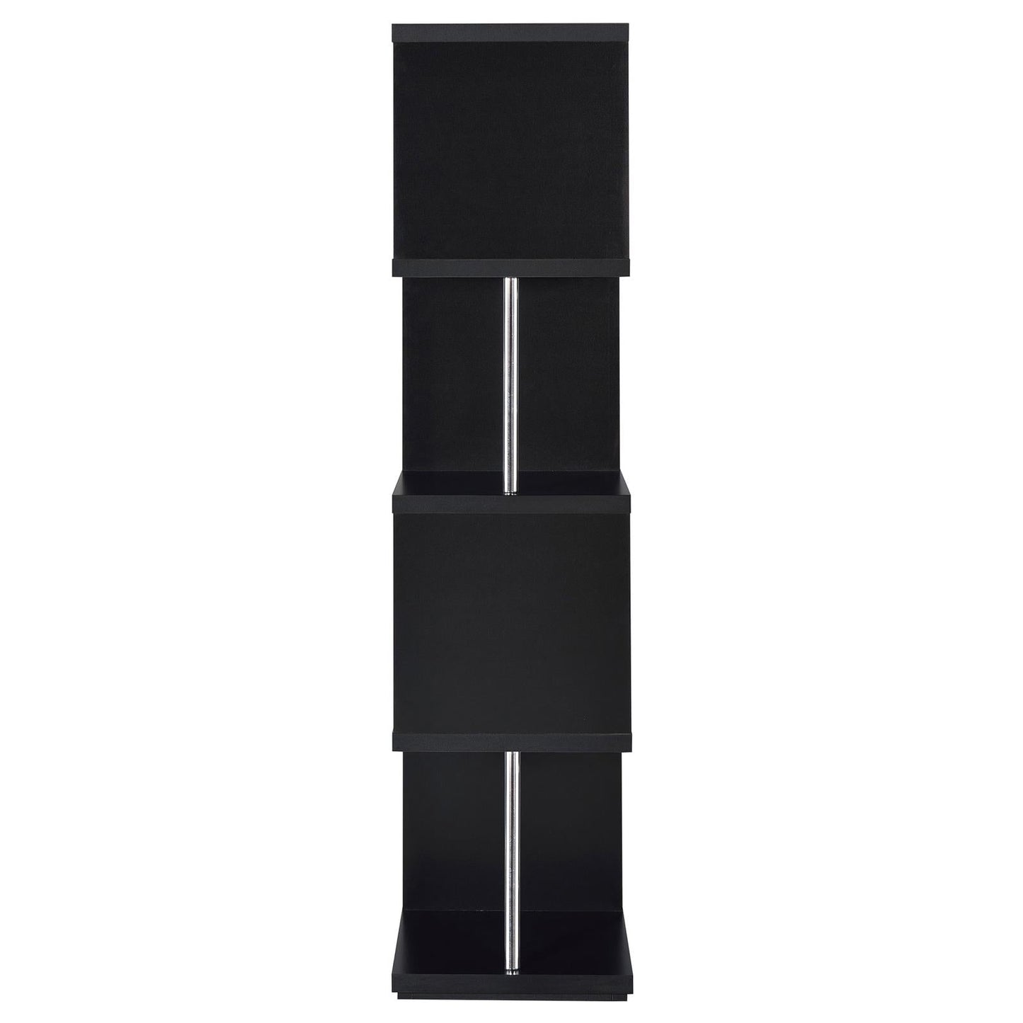 Baxter Black/Chrome 4-Shelf Bookcase - 801419 - Luna Furniture - Dallas Store