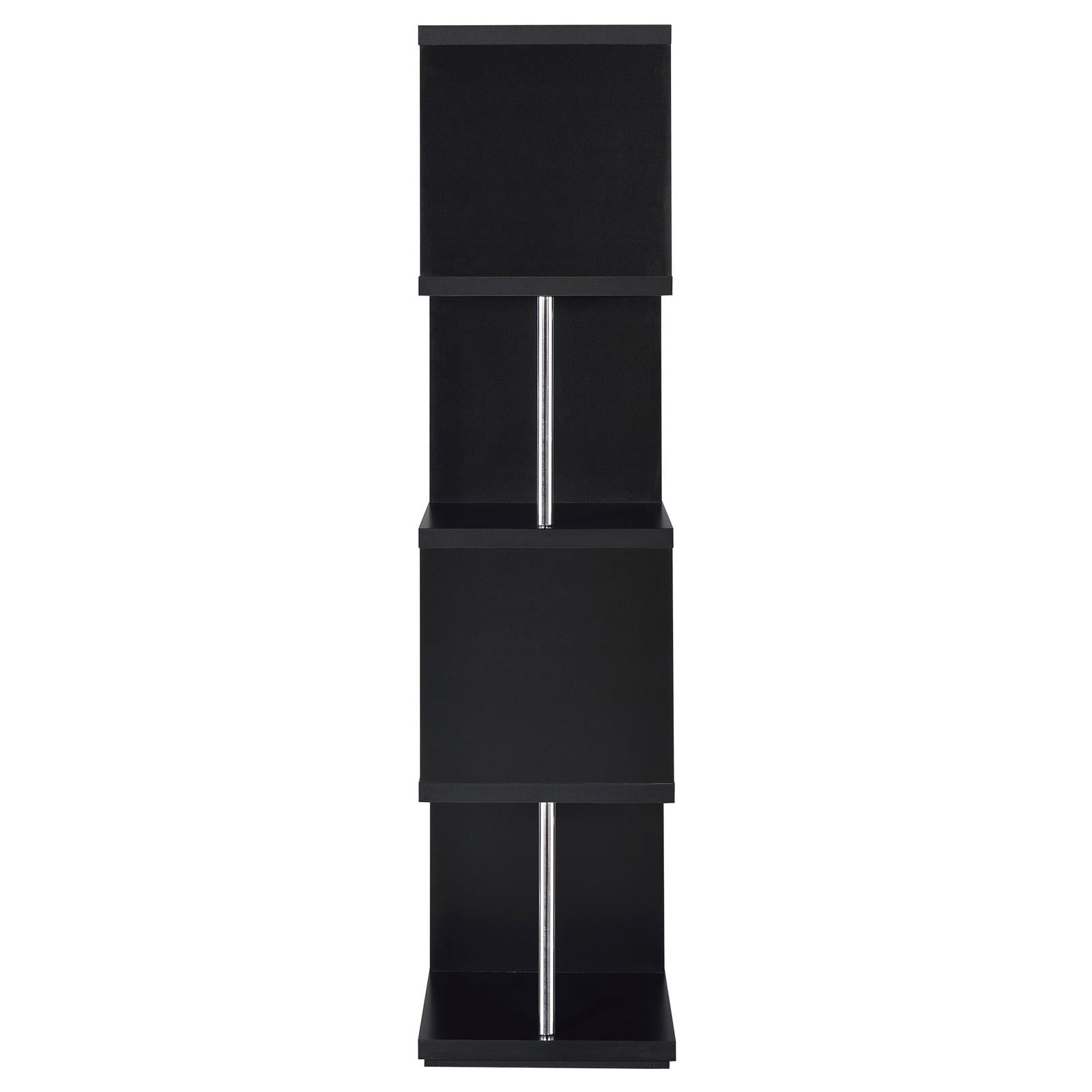 Baxter Black/Chrome 4-Shelf Bookcase - 801419 - Luna Furniture - Dallas Store