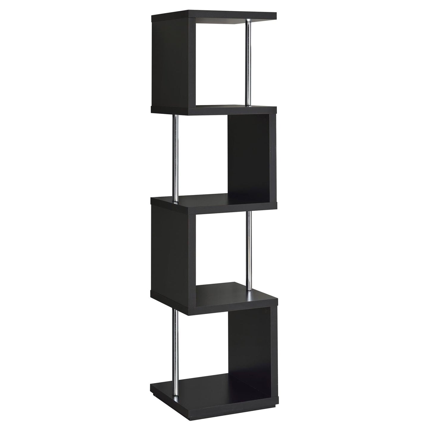 Baxter Black/Chrome 4-Shelf Bookcase - 801419 - Luna Furniture - Dallas Store