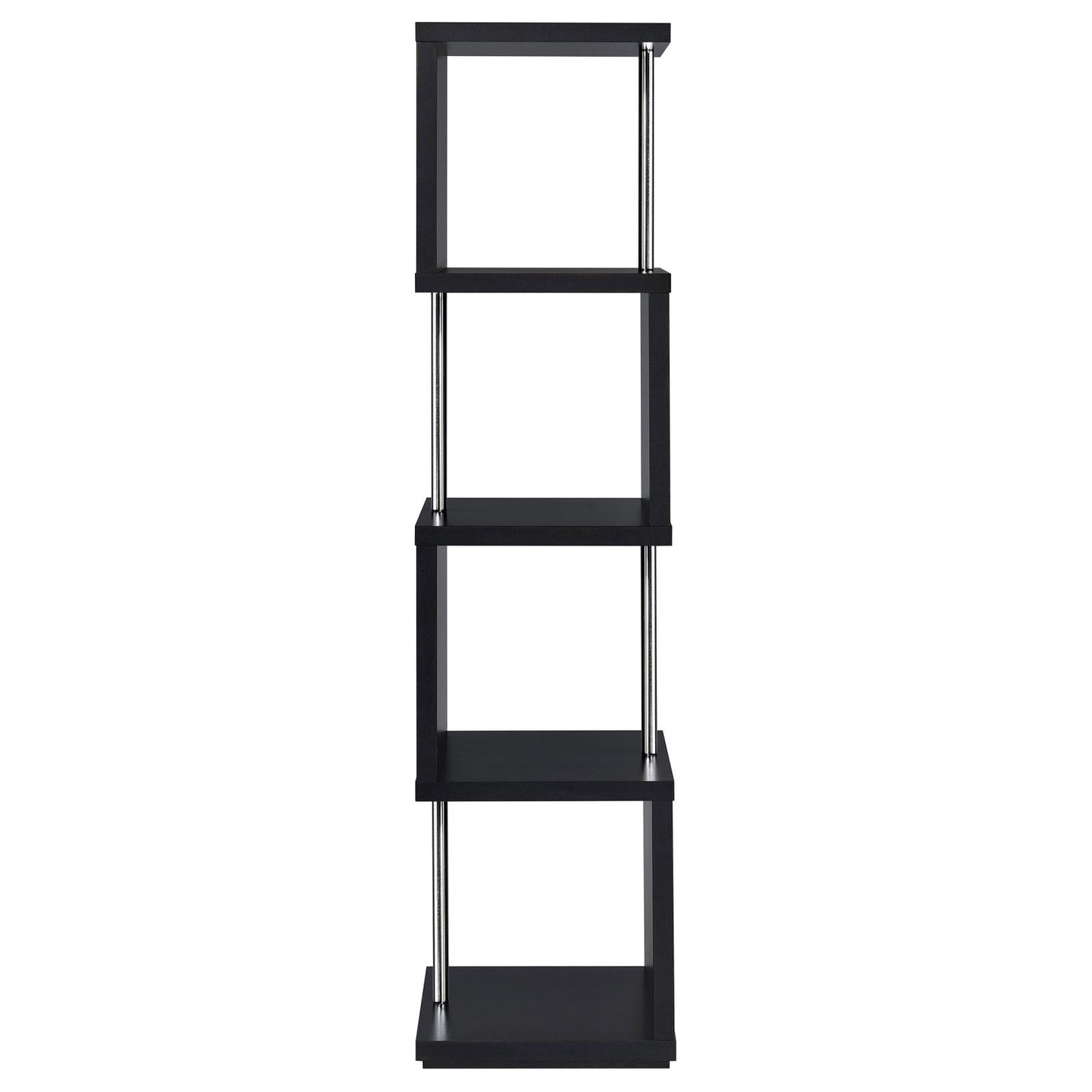 Baxter Black/Chrome 4-Shelf Bookcase - 801419 - Luna Furniture - Dallas Store