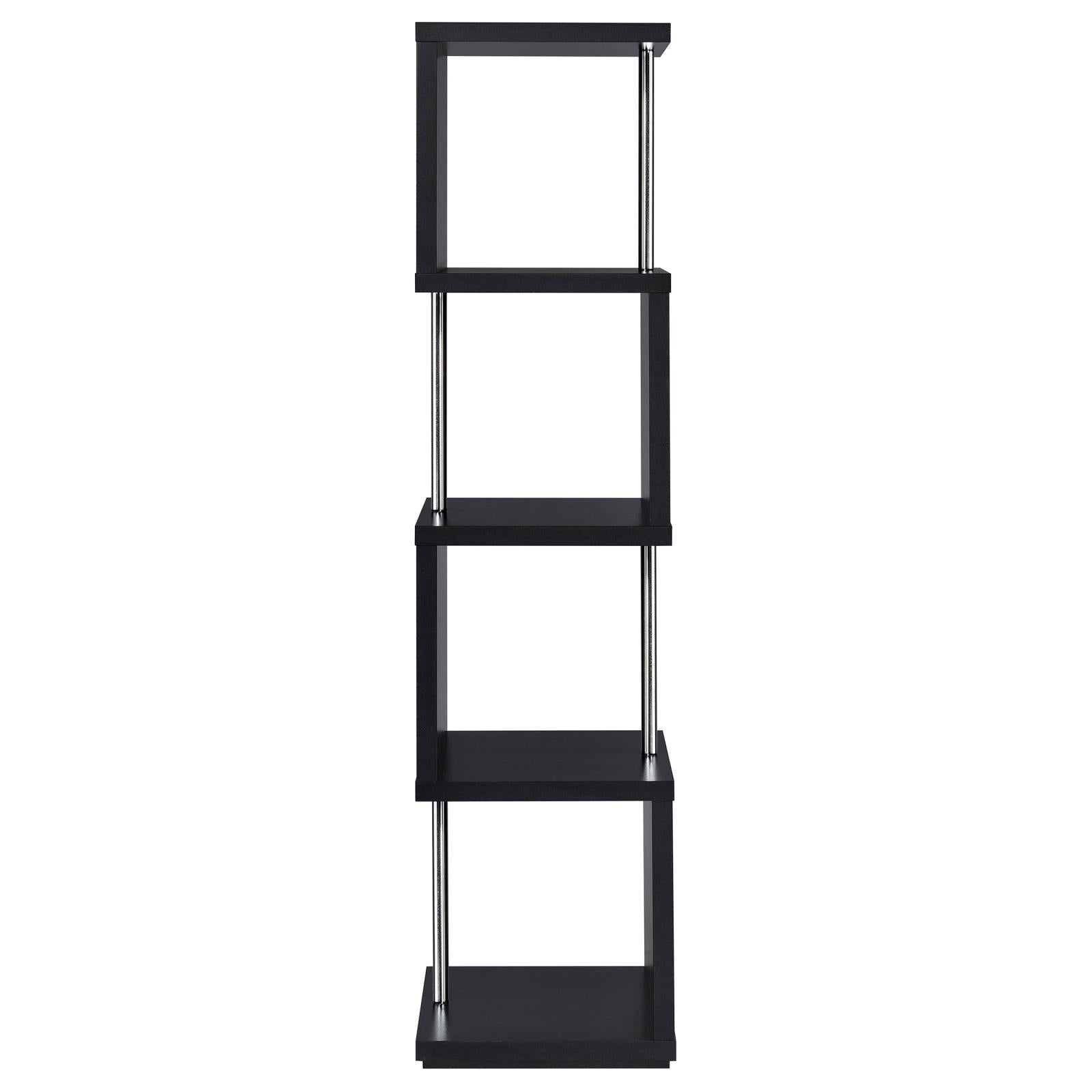 Baxter Black/Chrome 4-Shelf Bookcase - 801419 - Luna Furniture - Dallas Store