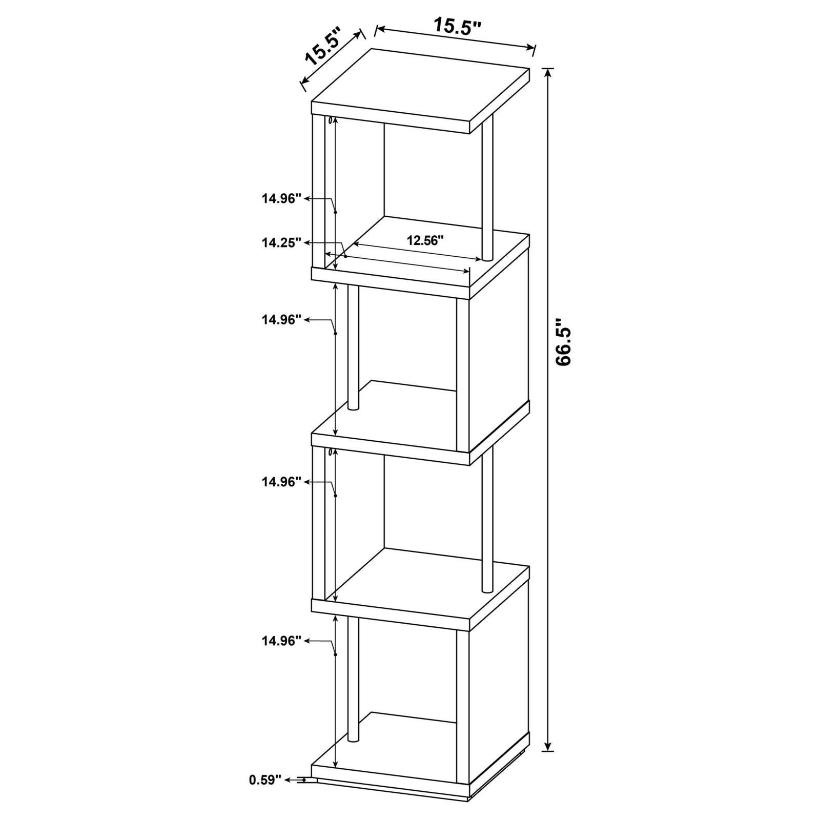 Baxter White/Chrome 4-Shelf Bookcase - 801418 - Luna Furniture - Dallas Store