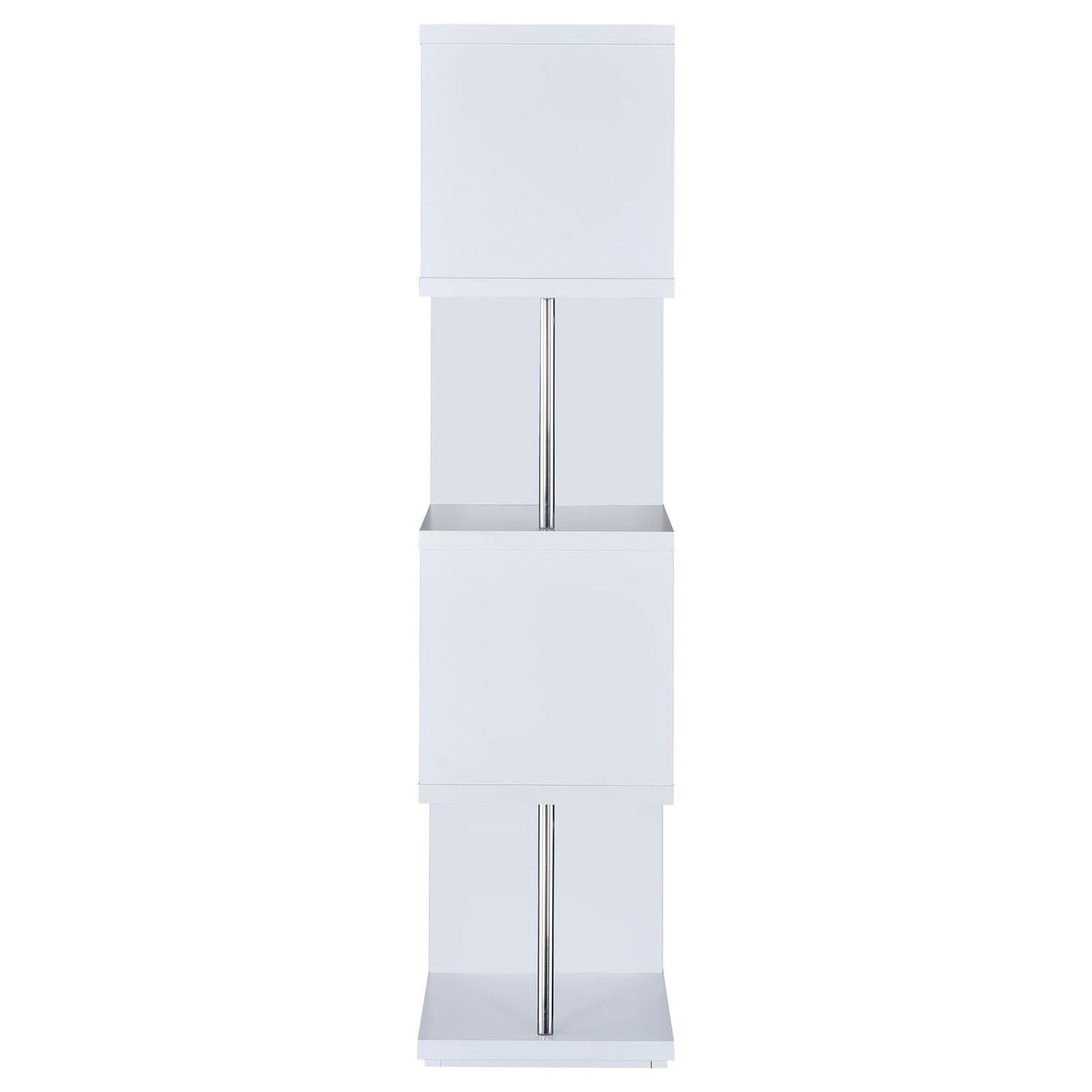Baxter White/Chrome 4-Shelf Bookcase - 801418 - Luna Furniture - Dallas Store