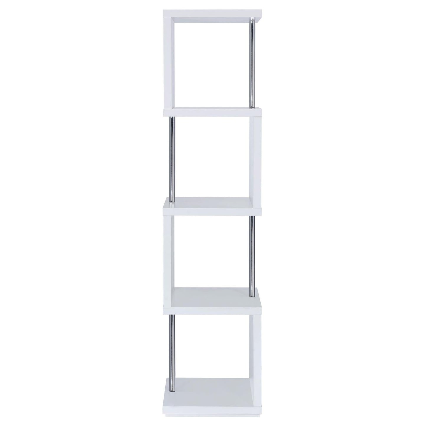 Baxter White/Chrome 4-Shelf Bookcase - 801418 - Luna Furniture - Dallas Store