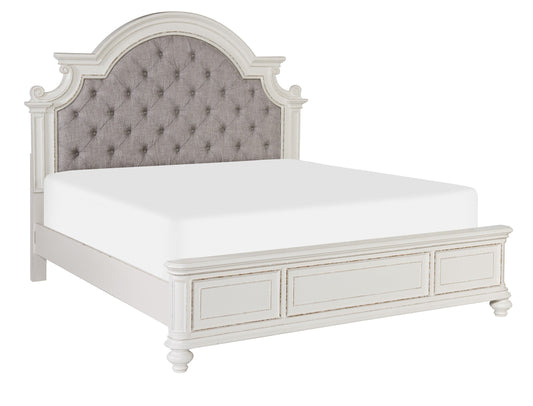Baylesford Antique White Queen Upholstered Panel Bed - SET | 1624W-1 | 1624W-2 | 1624W-3 - Luna Furniture - Dallas Store