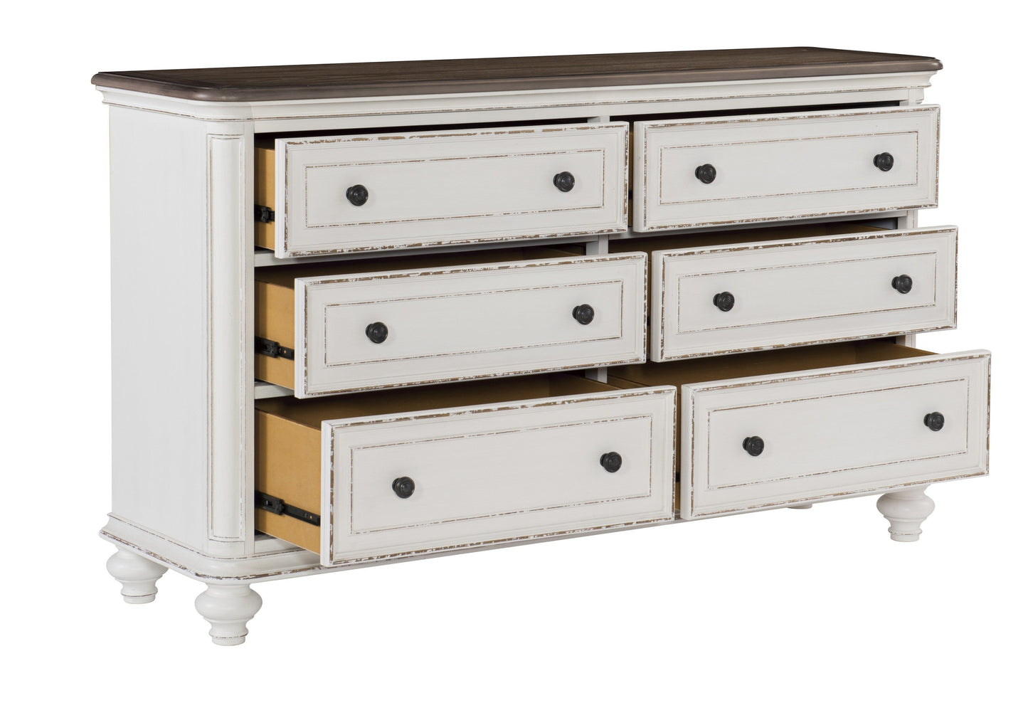 Baylesford Antique White Upholstered Panel Bedroom Set - SET | 1624KW-1 | 1624KW-2 | 1624W-3 | 1624W-5 | 1624W-6 | 1624W-4 - Luna Furniture - Dallas Store