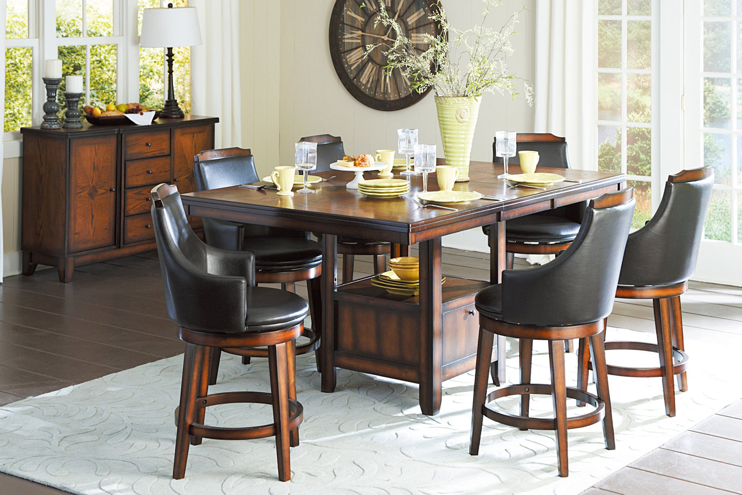 Bayshore Brown Swivel Pub Height Chair, Set of 2 - 5447-29S - Luna Furniture - Dallas Store