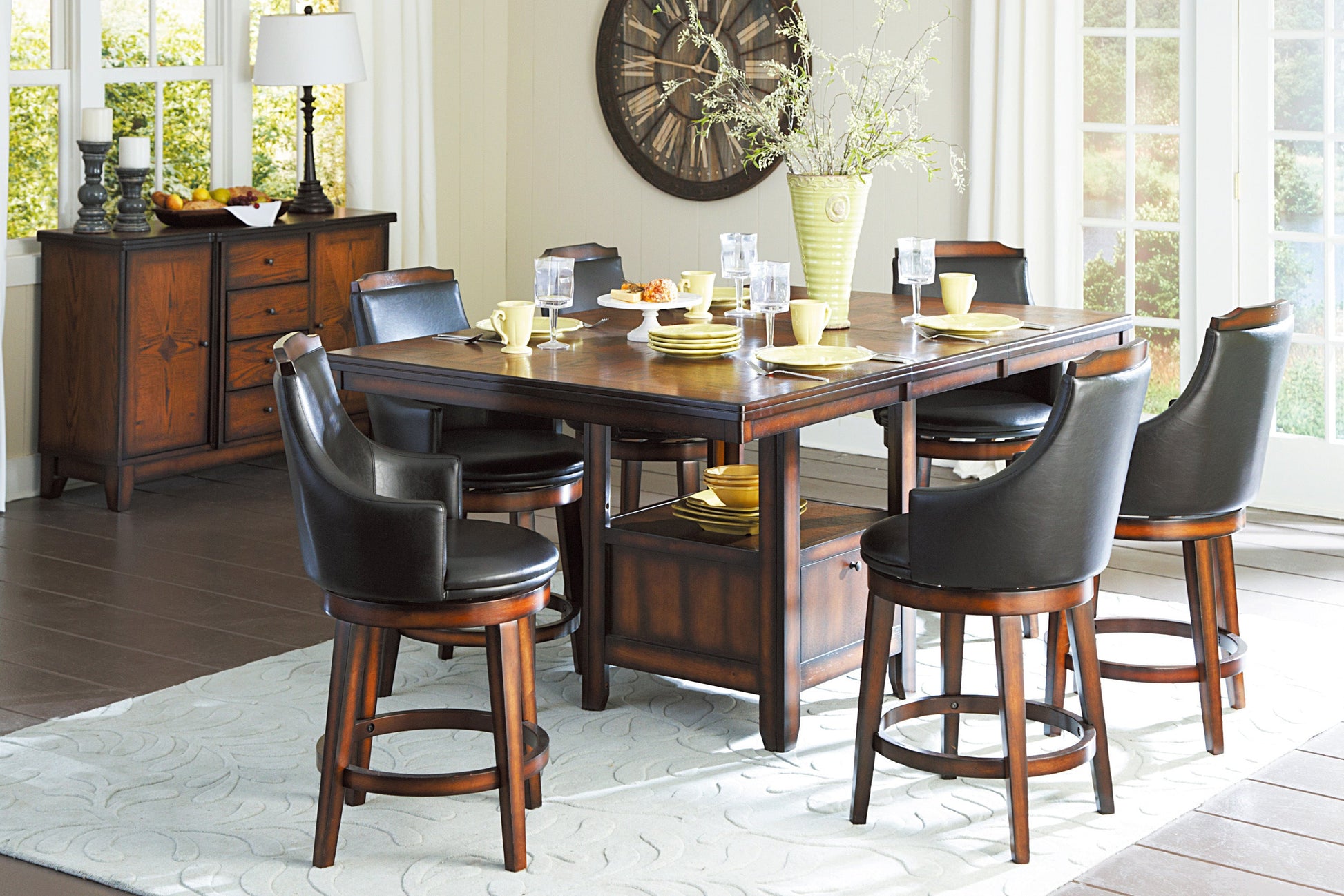 Bayshore Brown Swivel Pub Height Chair, Set of 2 - 5447-29S - Luna Furniture - Dallas Store