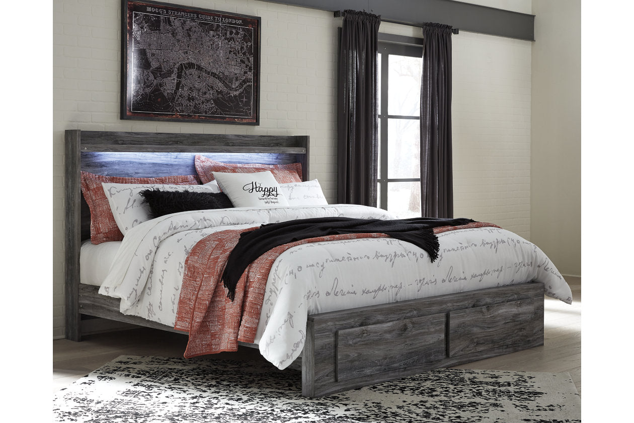Baystorm Gray King Panel Bed with 2 Storage Drawers - SET | B100-14 | B221-56S | B221-58 | B221-95 - Luna Furniture - Dallas Store