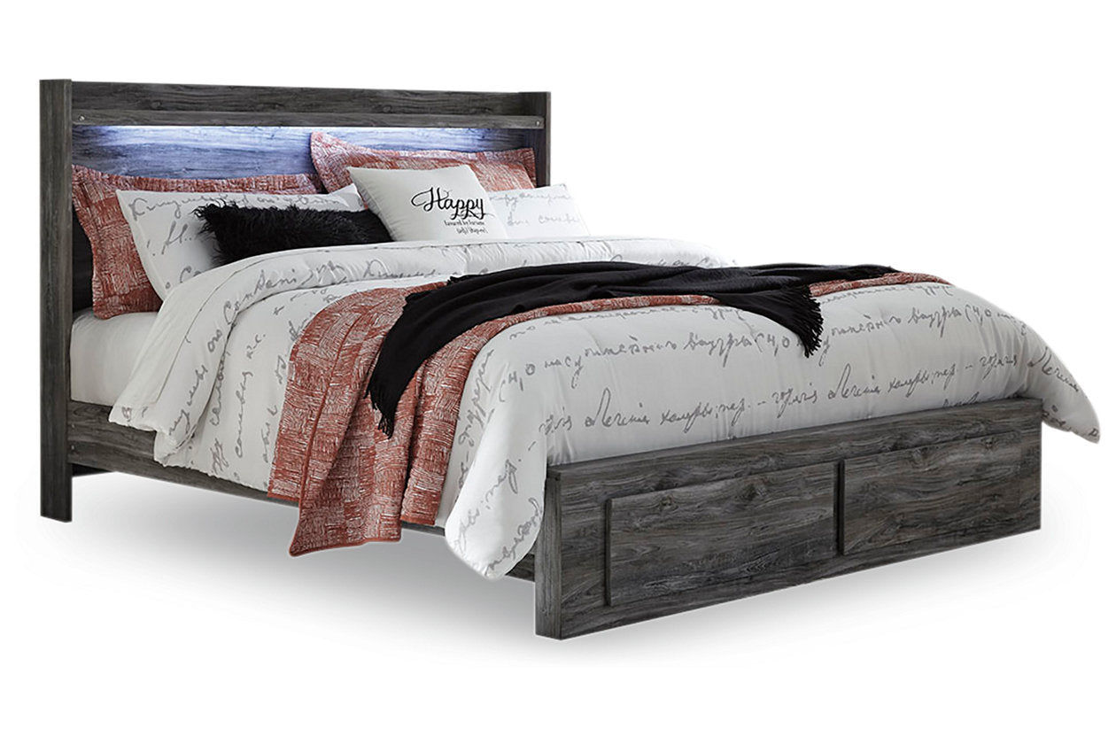 Baystorm Gray King Panel Bed with 2 Storage Drawers - SET | B100-14 | B221-56S | B221-58 | B221-95 - Luna Furniture - Dallas Store
