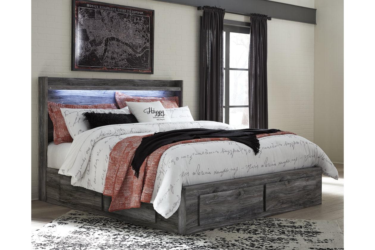 Baystorm Gray King Panel Bed with 6 Storage Drawers - SET | B100-14 | B221-56S | B221-58 | B221-60(2) - Luna Furniture - Dallas Store