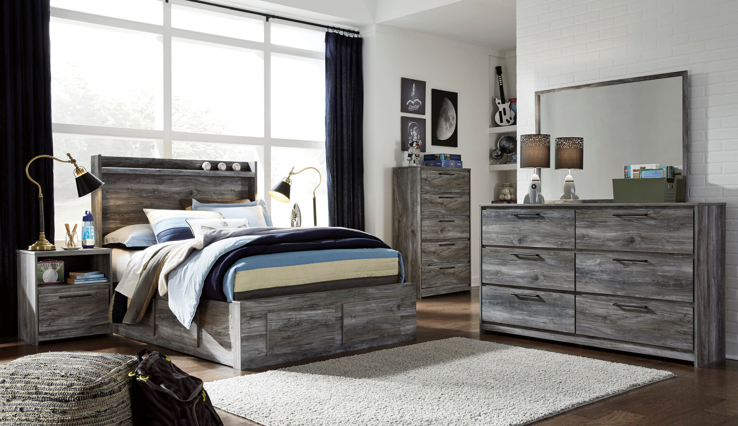 Baystorm Gray LED Double Side/Footboard Storage Platform Youth Bedroom Set - SET | B221-84S | B221-87 | B221-50(2) | B221-31 | B221-35 | B221-91 | B100-12 - Luna Furniture - Dallas Store