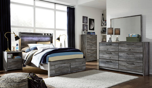 Baystorm Gray LED Footboard Storage Platform Youth Bedroom Set - SET | B221-84S | B221-87 | B221-89 | B221-31 | B221-91 | B100-12 - Luna Furniture - Dallas Store
