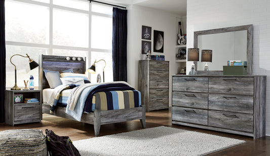 Baystorm Gray LED Panel Youth Bedroom Set - SET | B221-52 | B221-53 | B221-91 | B221-46 - Luna Furniture - Dallas Store