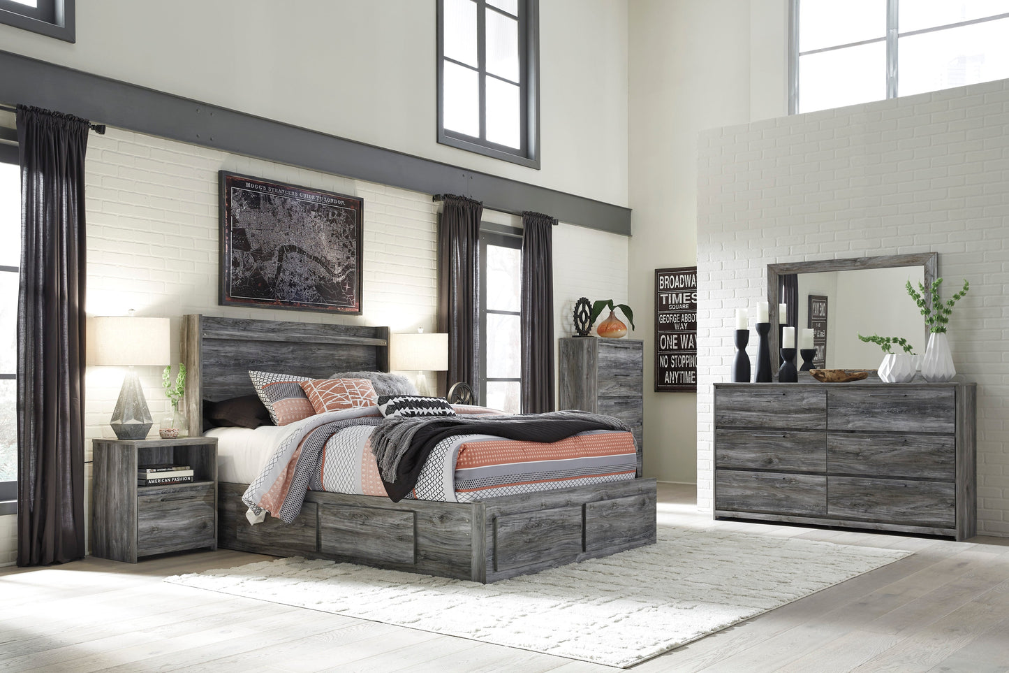 Baystorm Gray LED Side/Footboard Storage Platform Bedroom Set - SET | B221-56S | B221-58 | B221-95 | B221-60 | B221-31 | B221-35 | B221-91 | B100-14 - Luna Furniture - Dallas Store