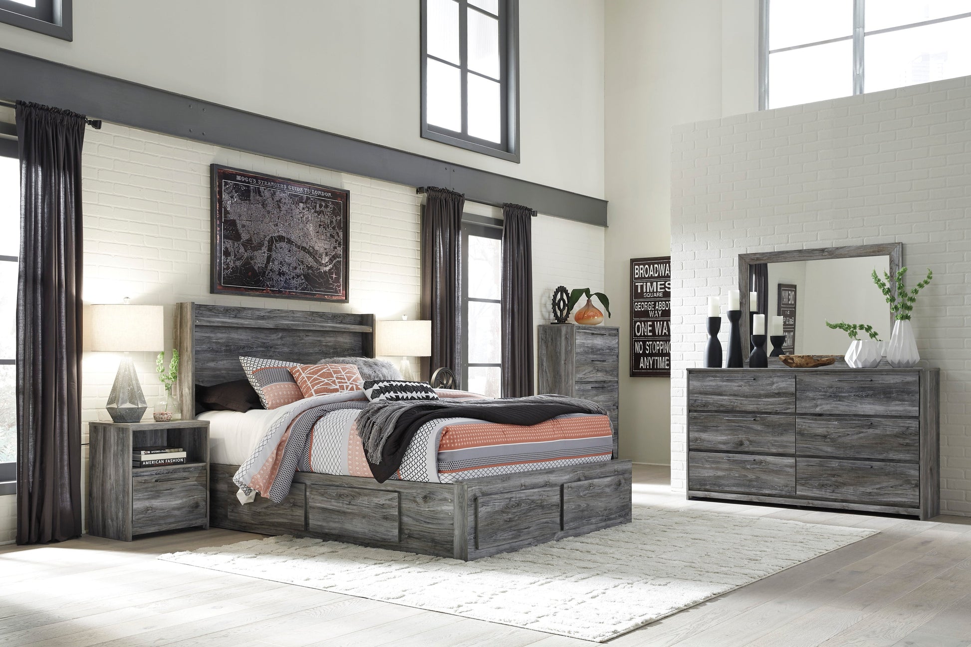 Baystorm Gray LED Side/Footboard Storage Platform Bedroom Set - SET | B221-56S | B221-58 | B221-95 | B221-60 | B221-31 | B221-35 | B221-91 | B100-14 - Luna Furniture - Dallas Store