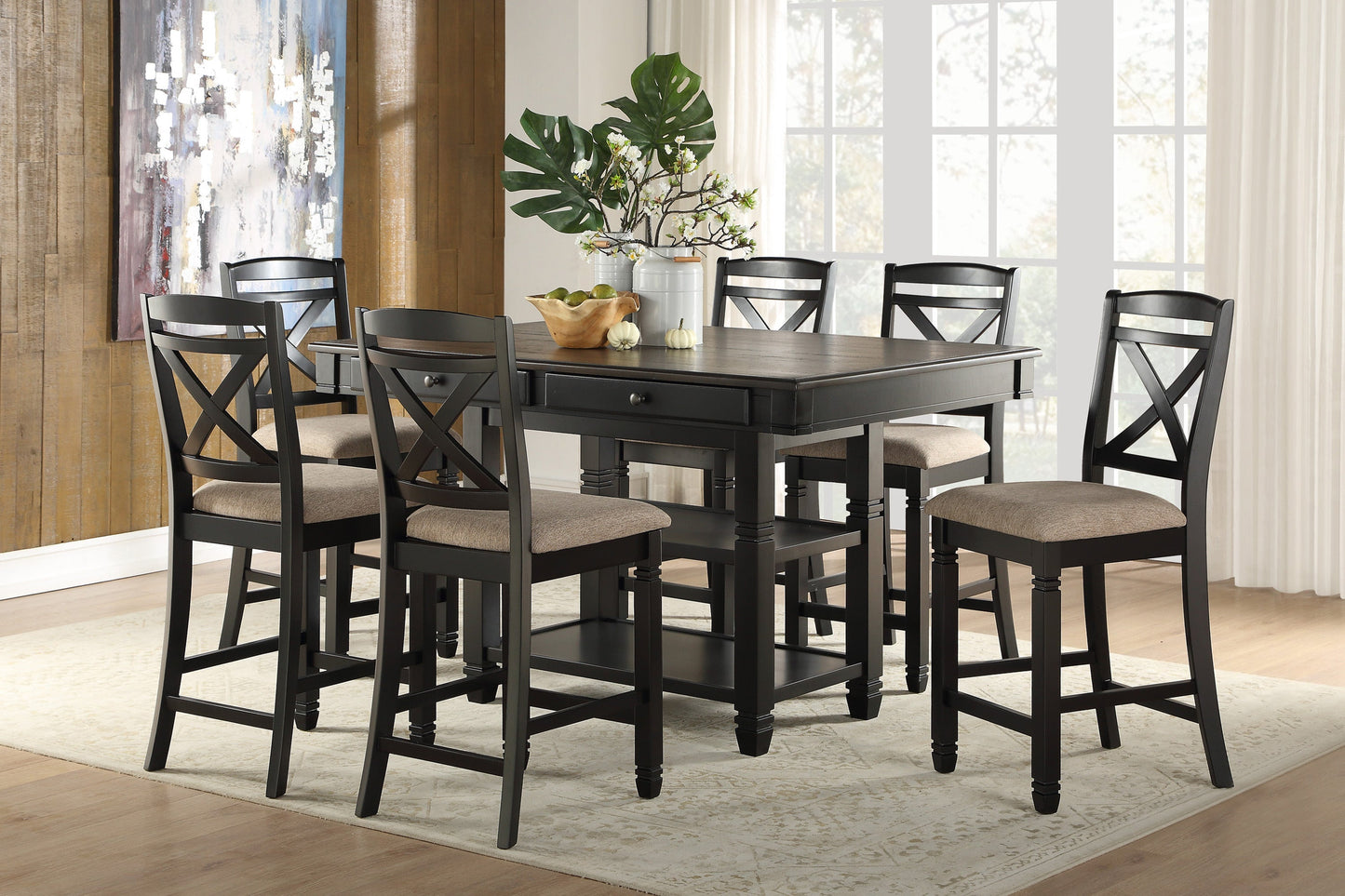 Baywater Black/Brown Counter Chair, Set of 2 - 5705BK-24 - Luna Furniture - Dallas Store