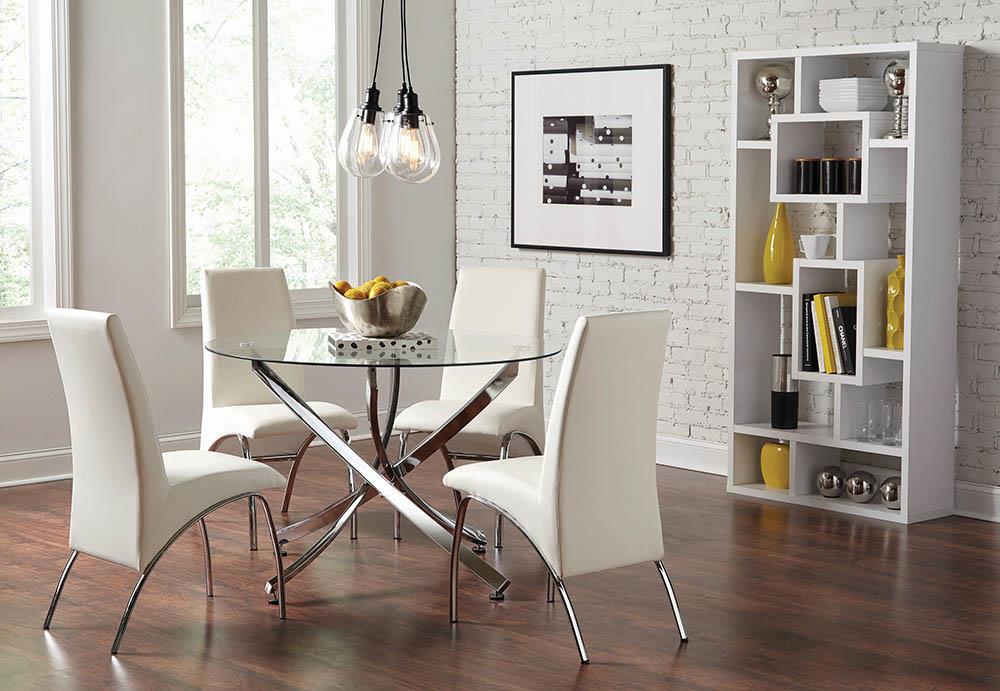Beckham Chrome/Clear Round Dining Table - 106440 - Luna Furniture - Dallas Store