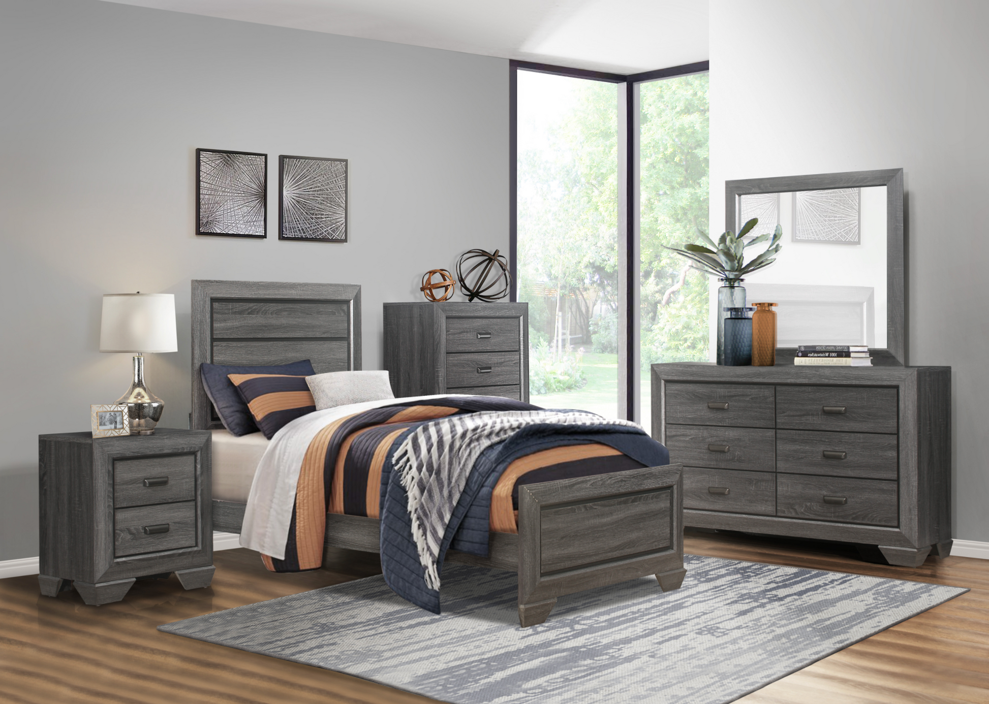 Beechnut Gray Twin Panel Bed - SET | 1904TGY-1 | 1904FGY-3 - Luna Furniture - Dallas Store