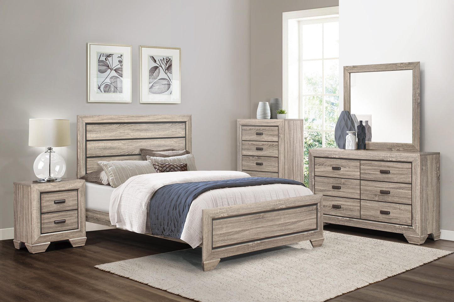 Beechnut Light Elm Queen Panel Bed - SET | 1904-1 | 1904-3 - Luna Furniture - Dallas Store
