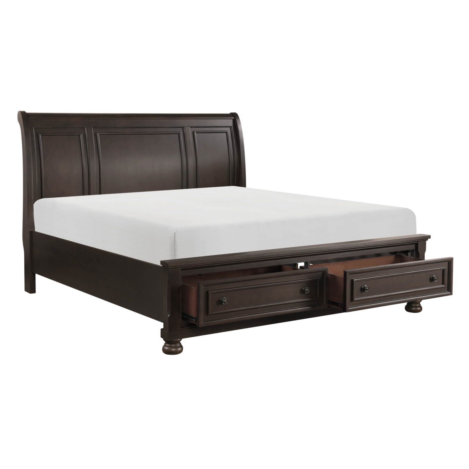 Begonia Grayish Brown King Sleigh Storage Platform Bed - SET | 1718KGY-1 | 1718KGY-2 | 1718GY-3 - Luna Furniture - Dallas Store