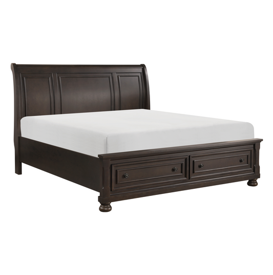 Begonia Grayish Brown Queen Sleigh Storage Platform Bed - SET | 1718GY-1 | 1718GY-2 | 1718GY-3 - Luna Furniture - Dallas Store