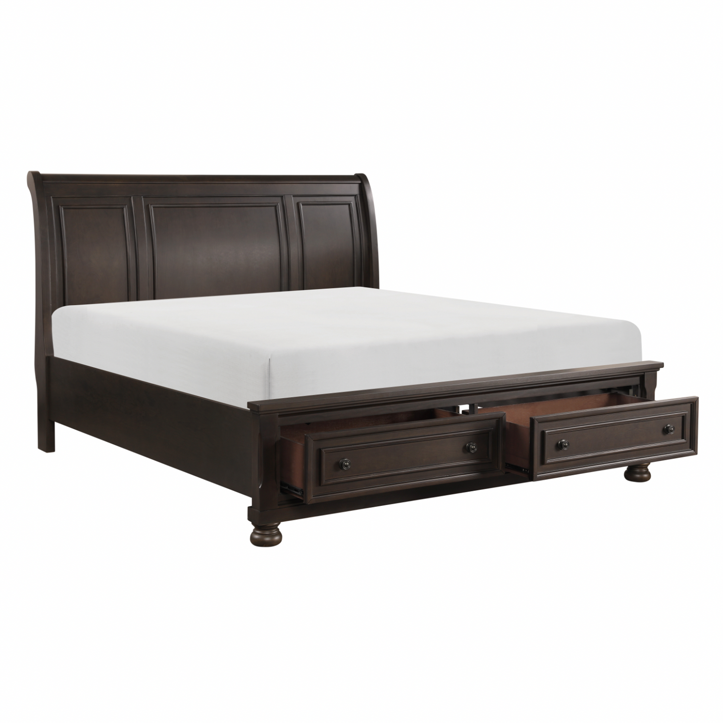 Begonia Grayish Brown Queen Sleigh Storage Platform Bed - SET | 1718GY-1 | 1718GY-2 | 1718GY-3 - Luna Furniture - Dallas Store