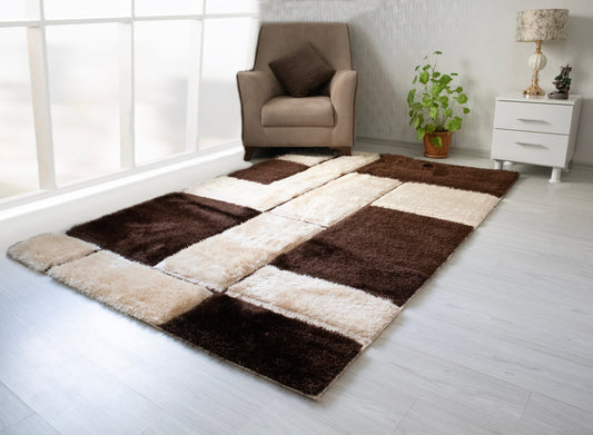 3D Shaggy Brown/Beige 5X7 Area Rug - 3D161-BRN/BEI-57 - Luna Furniture - Dallas Store