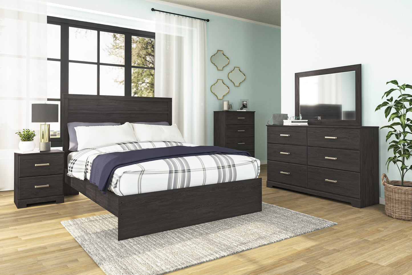 Belachime Black Panel Bedroom Set - SET | B2589-72 | B2589-97 | B2589-31 | B2589-36 | B2589-92 | B2589-44 - Luna Furniture - Dallas Store