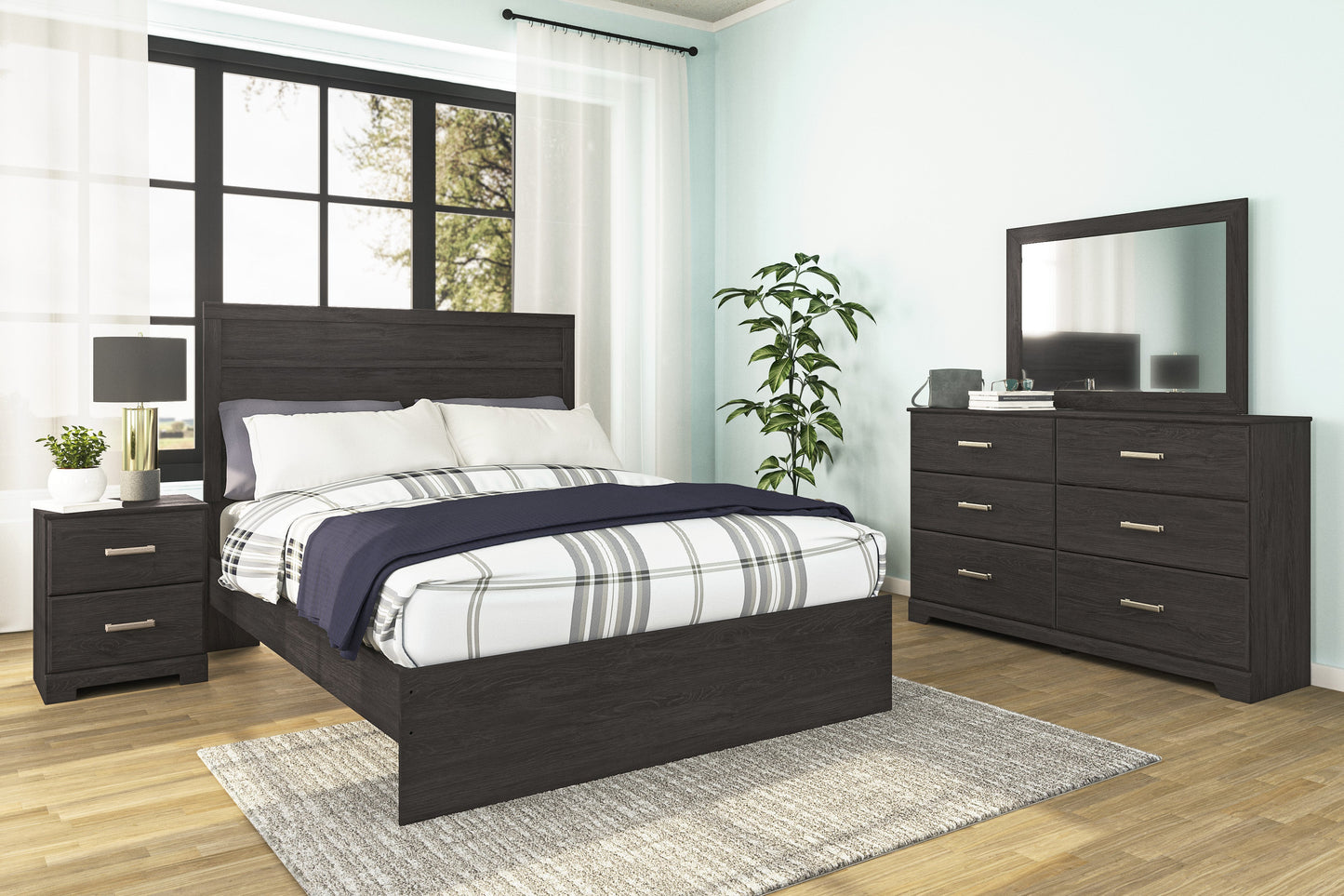 Belachime Black Panel Bedroom Set - SET | B2589-72 | B2589-97 | B2589-31 | B2589-36 | B2589-92 | B2589-44 - Luna Furniture - Dallas Store