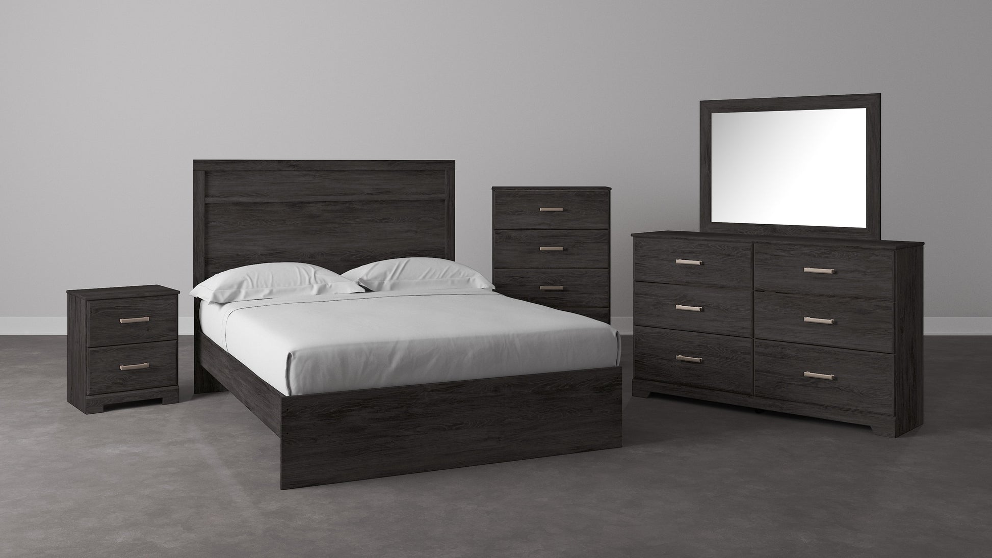 Belachime Black Panel Bedroom Set - SET | B2589-72 | B2589-97 | B2589-31 | B2589-36 | B2589-92 | B2589-44 - Luna Furniture - Dallas Store
