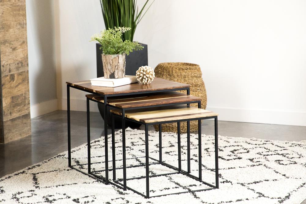 Belcourt 3-Piece Square Nesting Tables Natural/Black - 931182 - Luna Furniture - Dallas Store