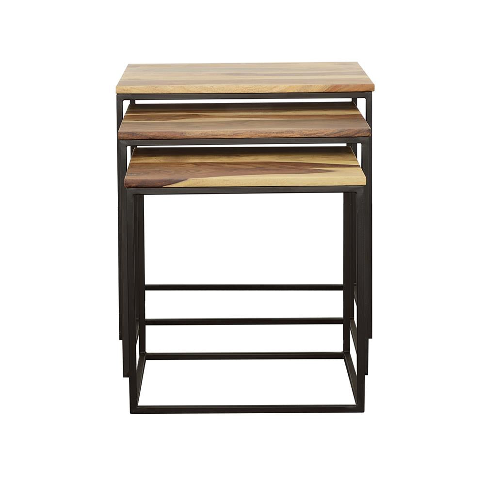 Belcourt 3-Piece Square Nesting Tables Natural/Black - 931182 - Luna Furniture - Dallas Store