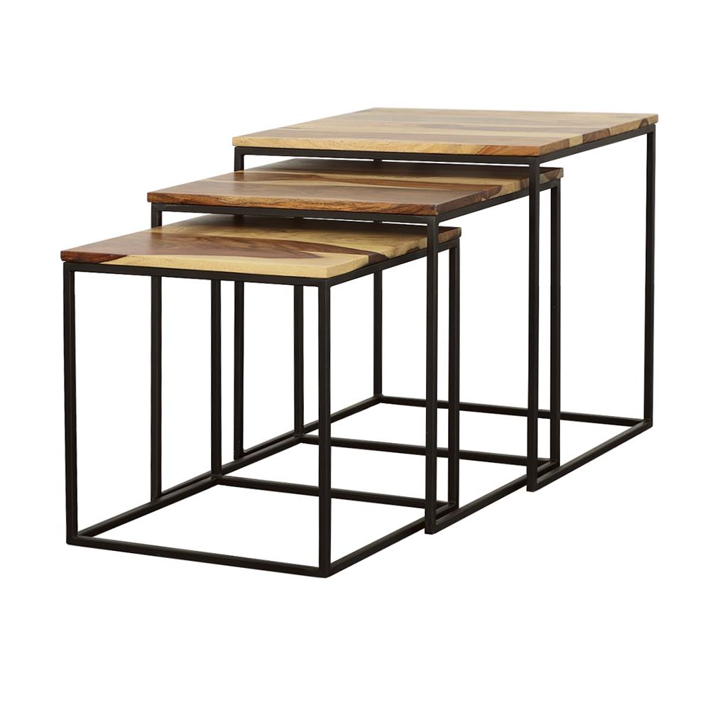 Belcourt 3-Piece Square Nesting Tables Natural/Black - 931182 - Luna Furniture - Dallas Store