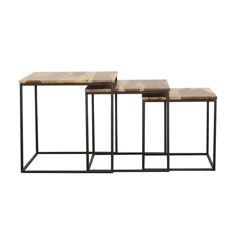 Belcourt 3-Piece Square Nesting Tables Natural/Black - 931182 - Luna Furniture - Dallas Store