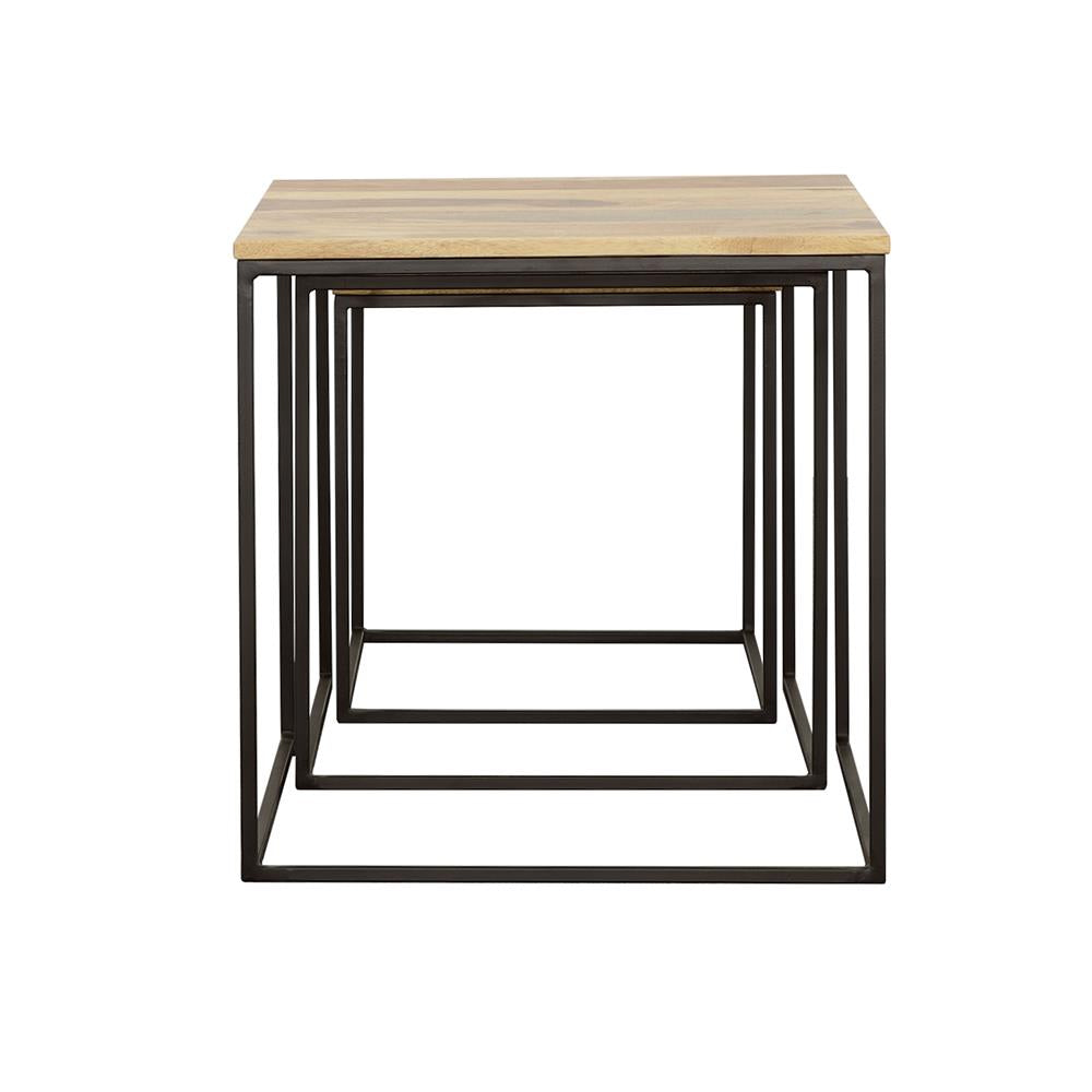 Belcourt 3-Piece Square Nesting Tables Natural/Black - 931182 - Luna Furniture - Dallas Store
