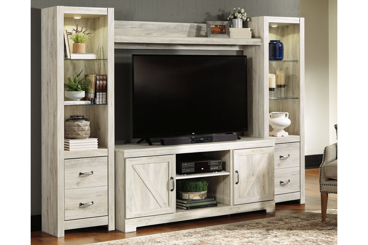 Bellaby Whitewash 4-Piece Entertainment Center - SET | W331-24(2) | W331-27 | W331-68 - Luna Furniture - Dallas Store