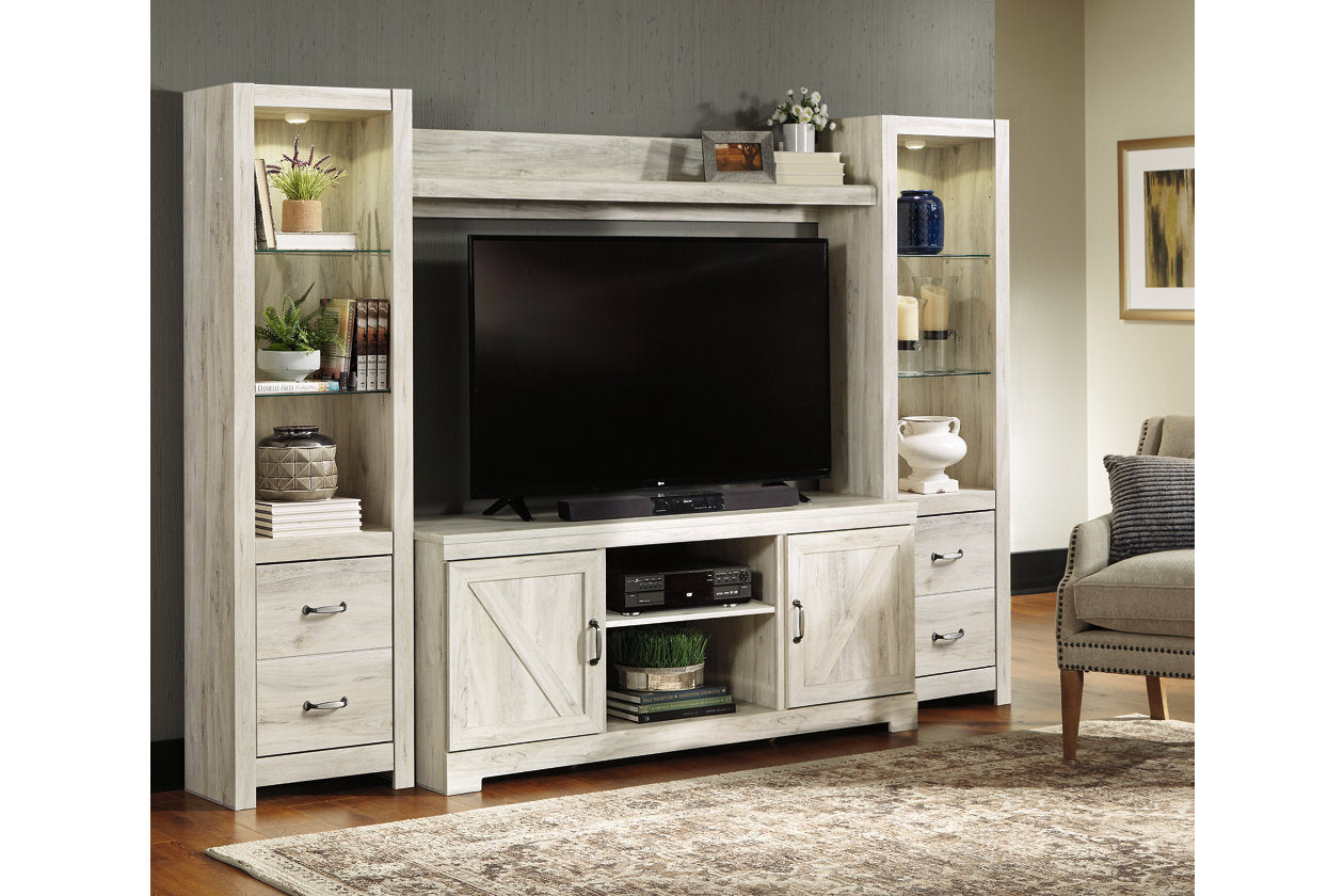 Bellaby Whitewash 4-Piece Entertainment Center - SET | W331-24(2) | W331-27 | W331-68 - Luna Furniture - Dallas Store