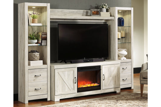 Bellaby Whitewash 4-Piece Entertainment Center with Fireplace - SET | W100-02 | W331-24(2) | W331-27 | W331-68 - Luna Furniture - Dallas Store
