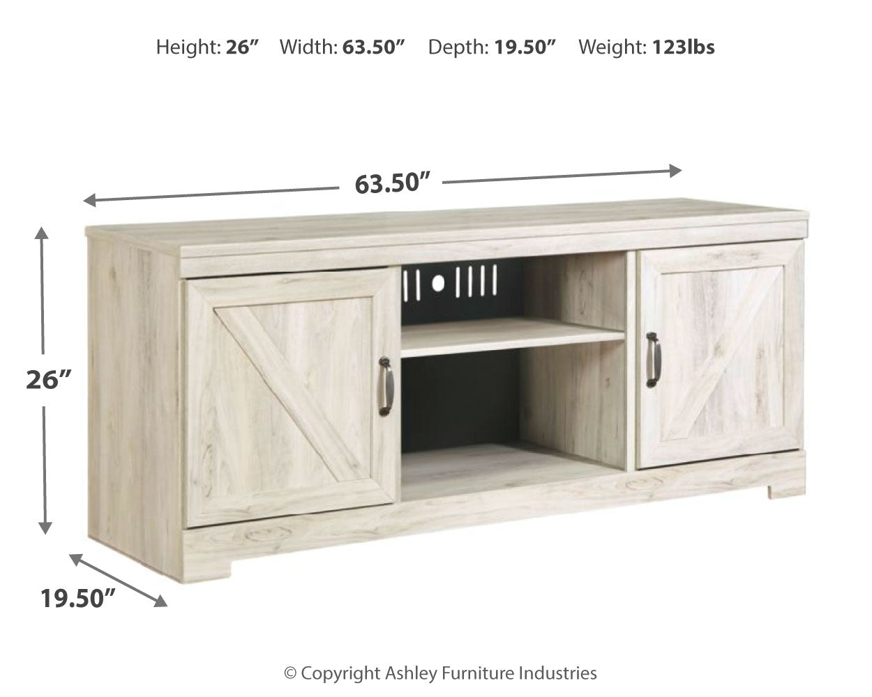 Bellaby Whitewash 63" TV Stand - W331-68 - Luna Furniture - Dallas Store