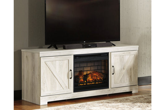 Bellaby Whitewash 63" TV Stand with Electric Fireplace - SET | W100-101 | W331-68 - Luna Furniture - Dallas Store